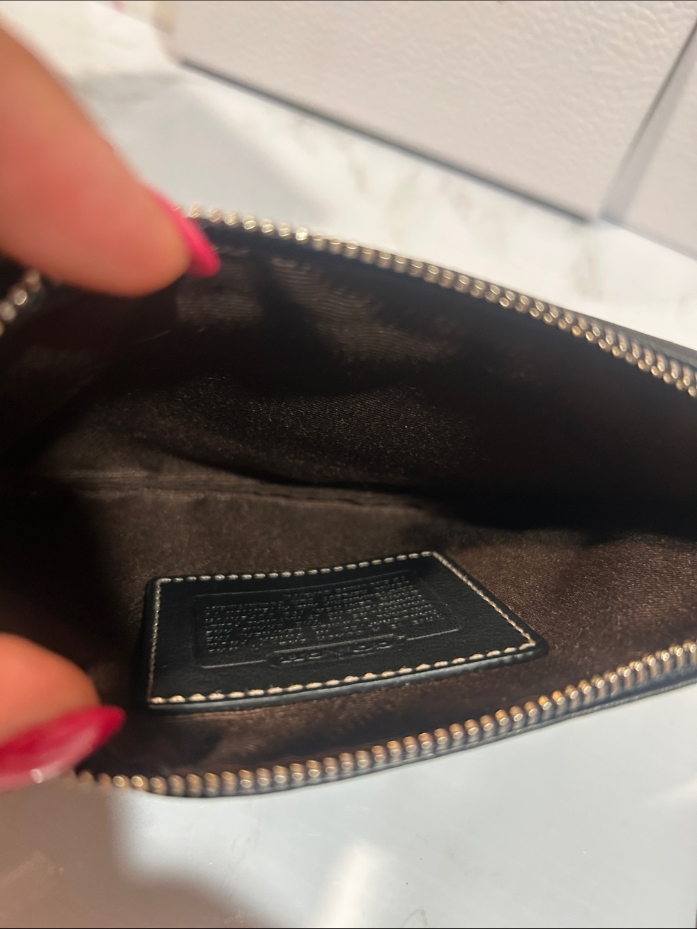 Coach Black Leather Wristlet with Brown Trim and Buckle - Picture 3 of 6
